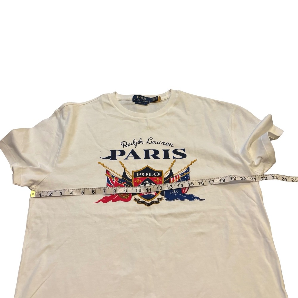 Polo Ralph Lauren Mens Paris Flag Crest Graphic T-Shirt White Classic Fit M - Picture 8 of 9